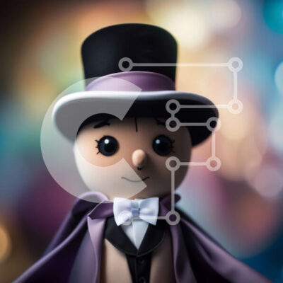 Intra Συλλεκτικό Ξύλινο Παζλ Plywood  4mm - Κομψή φωτογραφία ενός άνδρα με καπέλο και ακρωτήριο Σε Ξύλινο Κουτί - Διαστάσεις Puzzle: 10x10 cm – 25 κομμάτια - Image 1