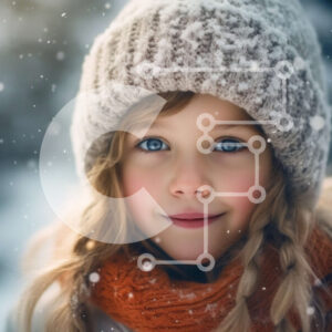 Intra Συλλεκτικό Ξύλινο Παζλ Plywood  4mm - Αξιολάτρευτη εικόνα ενός νεαρού κοριτσιού με χειμερινό καπέλο και κασκόλ που παίζει στο χιόνι Σε Ξύλινο Κουτί - Διαστάσεις Puzzle: 10x10 cm – 25 κομμάτια