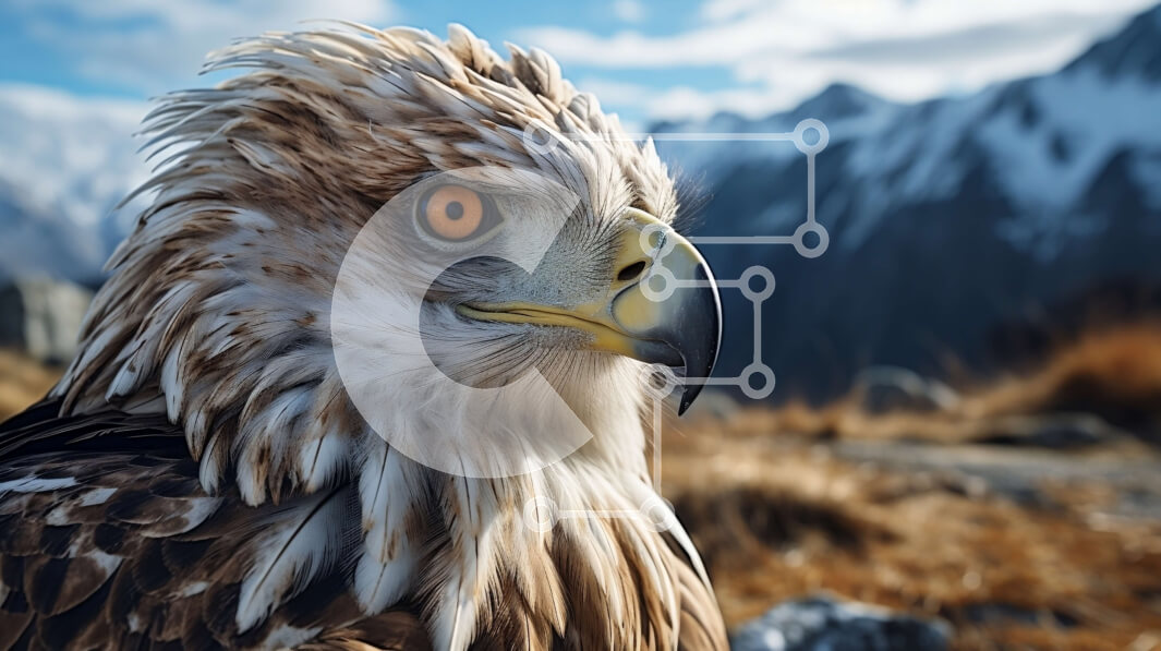 Intra Συλλεκτικό Ξύλινο Παζλ Plywood  4mm - Μεγαλοπρεπής αετός σκαρφαλωμένος σε βραχώδη προεξοχή με βουνά στο φόντο Σε Ξύλινο Κουτί - Διαστάσεις: 10x10 cm – 25 κομμάτια