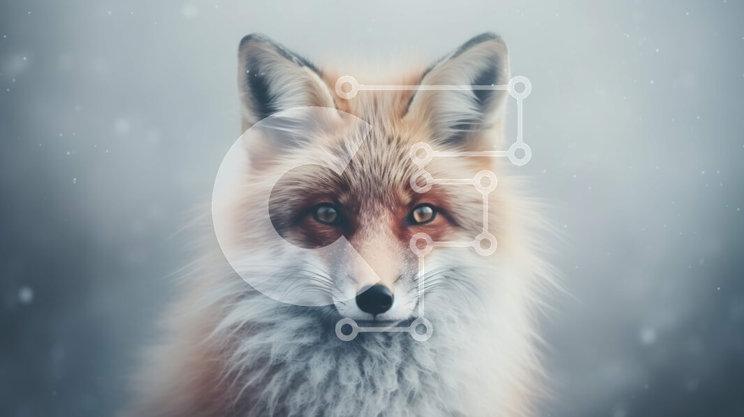 Intra Συλλεκτικό Ξύλινο Παζλ Plywood  4mm - Κοντινό πλάνο μιας πορτοκαλιάς αλεπούς στο χιόνι Σε Ξύλινο Κουτί - Διαστάσεις: 10x10 cm – 25 κομμάτια