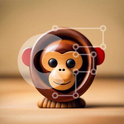 Intra Συλλεκτικό Ξύλινο Παζλ Plywood 4mm - Αξιολάτρευτο ξύλινο ειδώλιο μαϊμού με ρεαλιστική σκαλιστή γούνα Σε Ξύλινο Κουτί - Διαστάσεις: 10x10 cm – 25 κομμάτια - Image 1