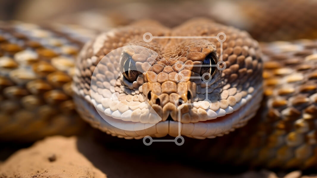 Intra Συλλεκτικό Ξύλινο Παζλ Plywood  4mm - Κοντινή όψη του κεφαλιού ενός κροταλία Σε Ξύλινο Κουτί - Διαστάσεις: 10x10 cm – 25 κομμάτια