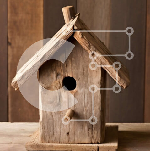 Intra Συλλεκτικό Ξύλινο Παζλ Plywood  4mm - Γοητευτική εικόνα ενός ξύλινου σπιτιού πουλιών σε ένα φυσικό περιβάλλον Σε Ξύλινο Κουτί - Διαστάσεις Puzzle: 10x10 cm – 25 κομμάτια - Image 1