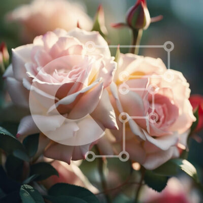 Intra Συλλεκτικό Ξύλινο Παζλ Plywood 4mm - Όμορφη κινηματογράφηση σε πρώτο πλάνο ροζ τριαντάφυλλων με πράσινα φύλλα Σε Ξύλινο Κουτί - Διαστάσεις: 10x10 cm – 25 κομμάτια - Image 1