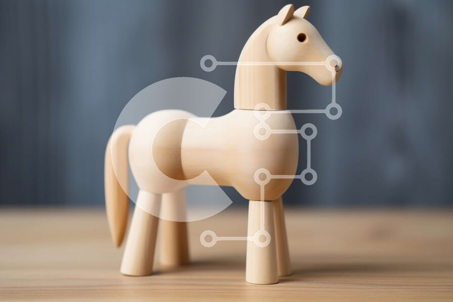 Intra Συλλεκτικό Ξύλινο Παζλ Plywood  4mm - Όμορφη εικόνα ενός ξύλινου παιχνιδιού αλόγων σε ένα ρουστίκ ξύλινο τραπέζι Σε Ξύλινο Κουτί - Διαστάσεις: 10x10 cm – 25 κομμάτια