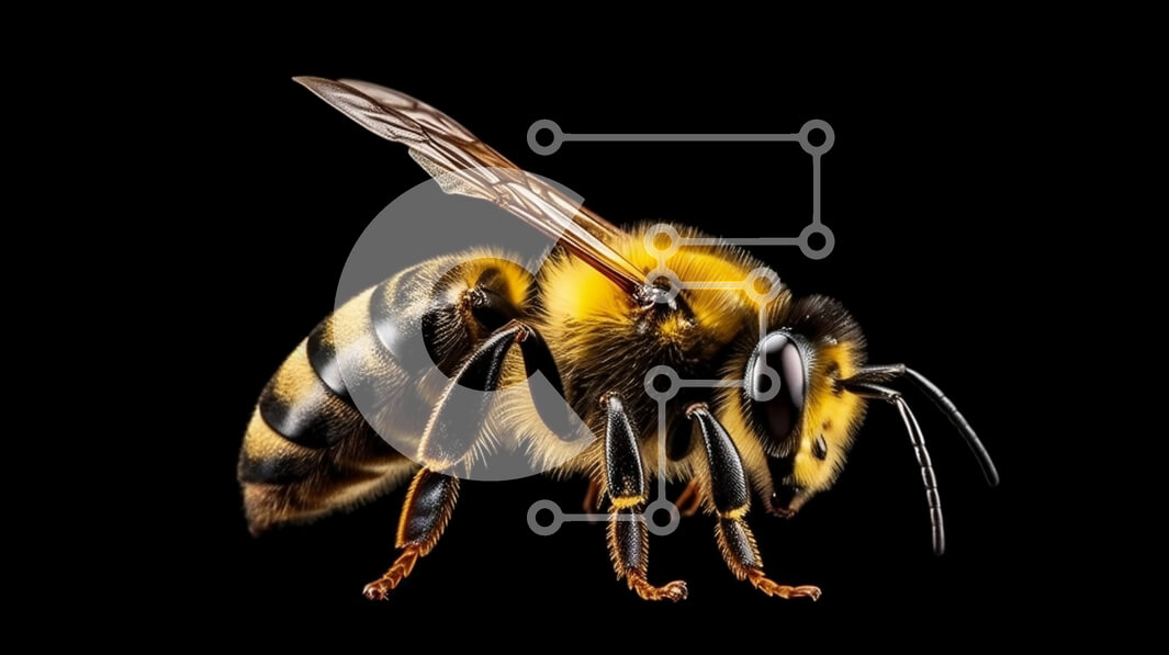 Intra Συλλεκτικό Ξύλινο Παζλ Plywood  4mm - Κοντινή εικόνα μιας μέλισσας με μαύρες και κίτρινες ρίγες Σε Ξύλινο Κουτί - Διαστάσεις: 10x10 cm – 25 κομμάτια