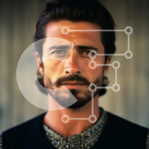 Intra Συλλεκτικό Ξύλινο Παζλ Plywood  4mm - Πορτρέτο ενός σοβαρού άνδρα με γένια και μουστάκι Σε Ξύλινο Κουτί - Διαστάσεις Puzzle: 10x10 cm – 25 κομμάτια