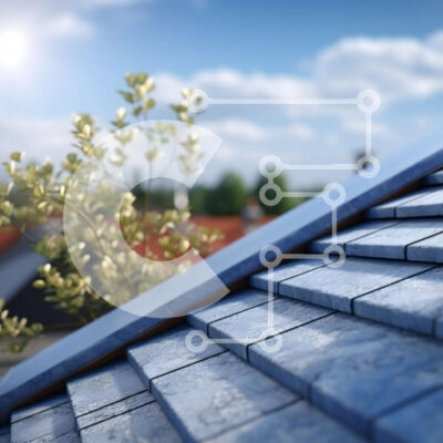 Intra Συλλεκτικό Ξύλινο Παζλ Plywood  4mm - Μπλε στέγη με ασφάλτινο έρπητα ζωστήρα Σε Ξύλινο Κουτί - Διαστάσεις Puzzle: 10x10 cm – 25 κομμάτια - Image 1