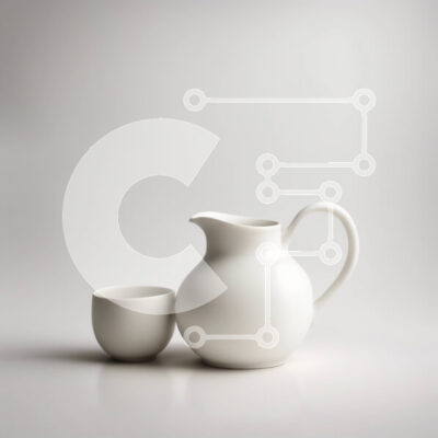 Intra Συλλεκτικό Ξύλινο Παζλ Plywood  4mm - Μινιμαλιστική Λευκή Κεραμική Στάμνα και Κύπελλο σε γκρι φόντο Σε Ξύλινο Κουτί - Διαστάσεις: 10x10 cm – 25 κομμάτια - Image 1