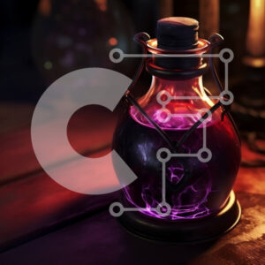 Intra Συλλεκτικό Ξύλινο Παζλ Plywood  4mm - Μυστηριώδες Μωβ Υγρό σε Γυάλινο Μπουκάλι με Φελλό Σε Ξύλινο Κουτί - Διαστάσεις Puzzle: 10x10 cm – 25 κομμάτια