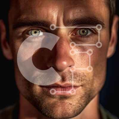 Intra Συλλεκτικό Ξύλινο Παζλ Plywood  4mm - Κοντινό πλάνο Πορτρέτο ενός άνδρα με πράσινα μάτια Σε Ξύλινο Κουτί - Διαστάσεις Puzzle: 10x10 cm – 25 κομμάτια - Image 1