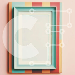 Intra Συλλεκτικό Ξύλινο Παζλ Plywood  4mm - Κενό πλαίσιο σε ροζ τοίχο με πολύχρωμες ρίγες Σε Ξύλινο Κουτί - Διαστάσεις Puzzle: 10x10 cm – 25 κομμάτια