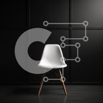 Intra Συλλεκτικό Ξύλινο Παζλ Plywood  4mm - Σύγχρονη λευκή πλαστική καρέκλα μπροστά από τον μαύρο τοίχο Σε Ξύλινο Κουτί - Διαστάσεις Puzzle: 10x10 cm – 25 κομμάτια - Image 1