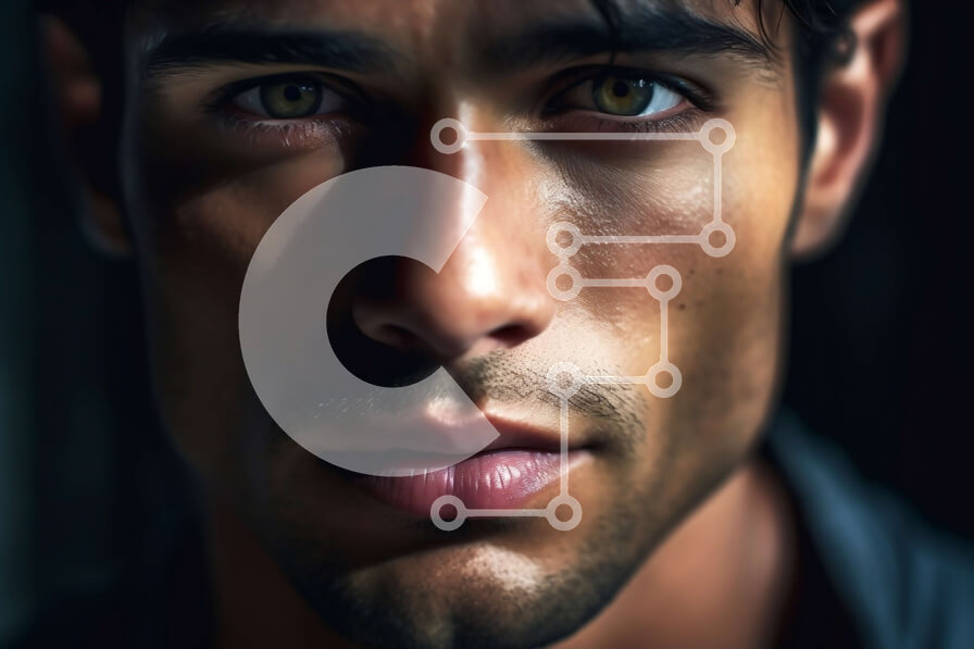 Intra Συλλεκτικό Ξύλινο Παζλ Plywood  4mm - Πορτρέτο ενός άνδρα με σκούρα μαλλιά και πράσινα μάτια που φορά μαύρο δερμάτινο μπουφάν Σε Ξύλινο Κουτί - Διαστάσεις Puzzle: 10x10 cm – 25 κομμάτια