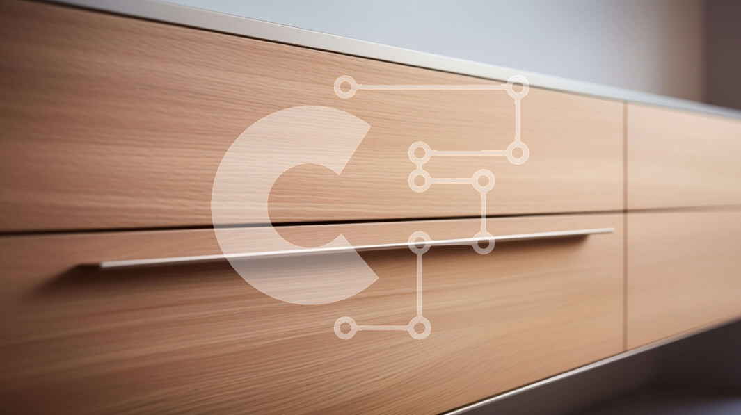 Intra Συλλεκτικό Ξύλινο Παζλ Plywood  4mm - Κοντινό πλάνο μοντέρνας ξύλινης συρταριέρας με δύο συρτάρια Σε Ξύλινο Κουτί - Διαστάσεις Puzzle: 10x10 cm – 25 κομμάτια