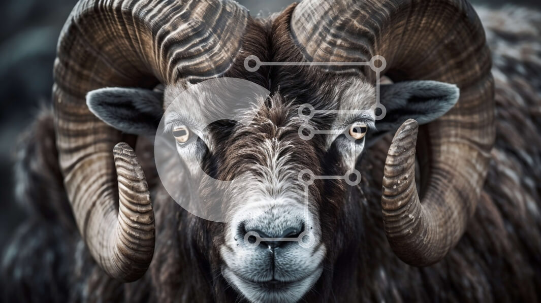 Intra Συλλεκτικό Ξύλινο Παζλ Plywood  4mm - Όμορφη εικόνα ενός καφέ κριού με σγουρά κέρατα Σε Ξύλινο Κουτί - Διαστάσεις: 10x10 cm – 25 κομμάτια