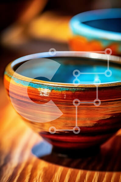 Intra Συλλεκτικό Ξύλινο Παζλ Plywood  4mm - Πολύχρωμα μπολ σε ξύλινο τραπέζι Σε Ξύλινο Κουτί - Διαστάσεις: 10x10 cm – 25 κομμάτια