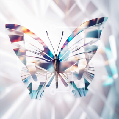 Intra Συλλεκτικό Ξύλινο Παζλ Plywood  4mm - Όμορφη εικόνα μιας πολύχρωμης πεταλούδας κατά την πτήση Σε Ξύλινο Κουτί - Διαστάσεις: 10x10 cm – 25 κομμάτια - Image 1