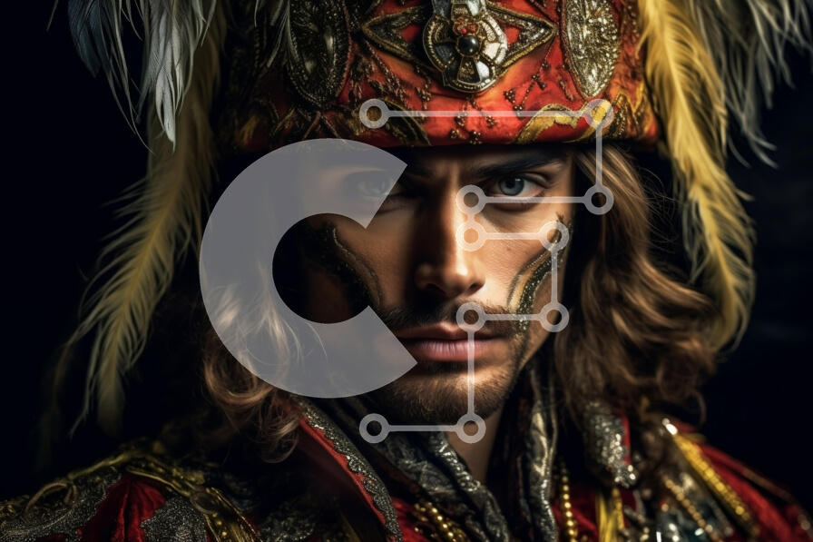 Intra Συλλεκτικό Ξύλινο Παζλ Plywood  4mm - Ζωντανός άνδρας με πολύχρωμη στολή με φτερά και στέμμα Σε Ξύλινο Κουτί - Διαστάσεις Puzzle: 10x10 cm – 25 κομμάτια