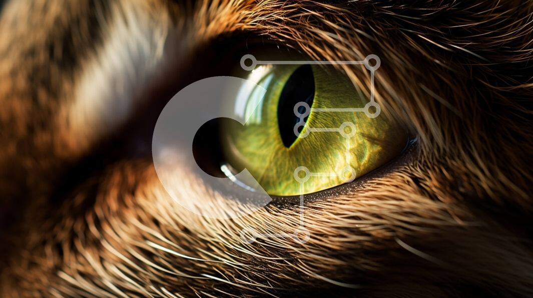 Intra Συλλεκτικό Ξύλινο Παζλ Plywood  4mm - Κοντινή εικόνα ενός καφέ ματιού γάτας με κίτρινη ίριδα και θαμνώδη μουστάκια Σε Ξύλινο Κουτί - Διαστάσεις: 10x10 cm – 25 κομμάτια