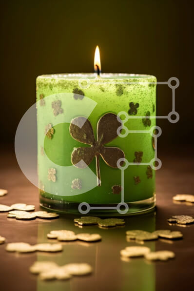 Intra Συλλεκτικό Ξύλινο Παζλ Plywood  4mm - Κερί τριφύλλι για την ημέρα του Αγίου Πατρικίου Σε Ξύλινο Κουτί - Διαστάσεις: 10x10 cm – 25 κομμάτια