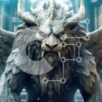 Intra Συλλεκτικό Ξύλινο Παζλ Plywood  4mm - Απόκοσμη εικόνα ενός δαιμονικού πλάσματος σε μια χιονισμένη βουνοκορφή Σε Ξύλινο Κουτί - Διαστάσεις Puzzle: 10x10 cm – 25 κομμάτια - Image 1