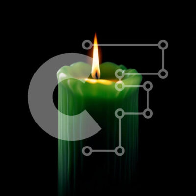 Intra Συλλεκτικό Ξύλινο Παζλ Plywood  4mm - Εκπληκτική εικόνα ενός πράσινου κεριού με ένα αναμμένο φυτίλι Σε Ξύλινο Κουτί - Διαστάσεις: 10x10 cm – 25 κομμάτια - Image 1