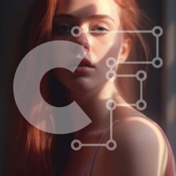 Intra Συλλεκτικό Ξύλινο Παζλ Plywood  4mm - Σοβαρή κοκκινομάλλα γυναίκα με μακριά μαλλιά σε ροζ τοπ Σε Ξύλινο Κουτί - Διαστάσεις Puzzle: 10x10 cm – 25 κομμάτια - Image 1