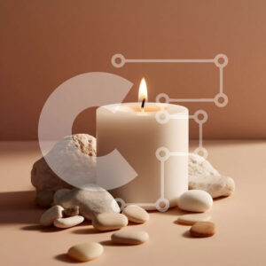 Intra Συλλεκτικό Ξύλινο Παζλ Plywood  4mm - Χαλαρωτικό κερί με λευκές πέτρες Σε Ξύλινο Κουτί - Διαστάσεις: 10x10 cm – 25 κομμάτια