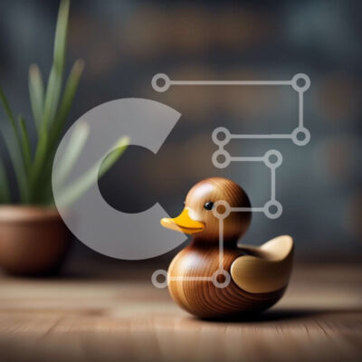 Intra Συλλεκτικό Ξύλινο Παζλ Plywood  4mm - Ρουστίκ ξύλινη πάπια και παχύφυτο σε σκούρο φόντο με υφή Σε Ξύλινο Κουτί - Διαστάσεις: 10x10 cm – 25 κομμάτια - Image 1