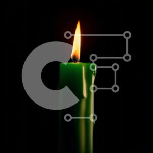 Intra Συλλεκτικό Ξύλινο Παζλ Plywood  4mm - Όμορφη εικόνα ενός πράσινου κεριού με ένα αναμμένο φυτίλι Σε Ξύλινο Κουτί - Διαστάσεις: 10x10 cm – 25 κομμάτια