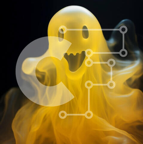 Intra Συλλεκτικό Ξύλινο Παζλ Plywood  4mm - Κίτρινο φάντασμα που επιπλέει στον αέρα Σε Ξύλινο Κουτί - Διαστάσεις Puzzle: 10x10 cm – 25 κομμάτια - Image 1