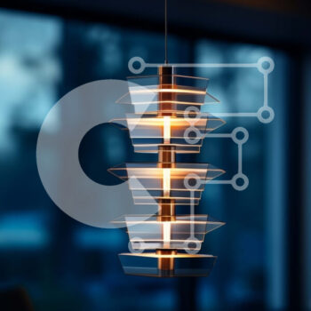 Intra Συλλεκτικό Ξύλινο Παζλ Plywood  4mm - Μοντέρνο φωτιστικό σε δωμάτιο με θέα στον ορίζοντα της πόλης Σε Ξύλινο Κουτί - Διαστάσεις Puzzle: 10x10 cm – 25 κομμάτια - Image 1