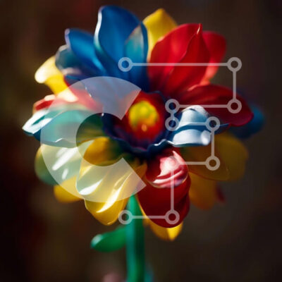 Intra Συλλεκτικό Ξύλινο Παζλ Plywood  4mm - Όμορφη εικόνα ενός πολύχρωμου λουλουδιού με ζωντανά πέταλα Σε Ξύλινο Κουτί - Διαστάσεις: 10x10 cm – 25 κομμάτια - Image 1