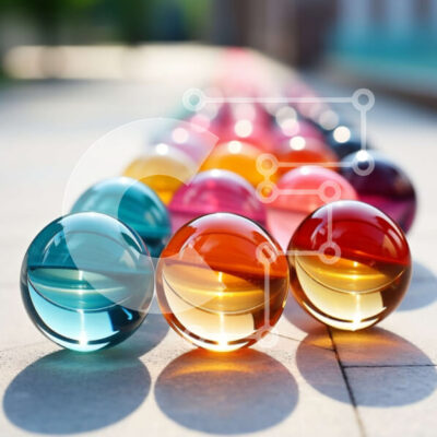 Intra Συλλεκτικό Ξύλινο Παζλ Plywood 4mm - Πολύχρωμα γυάλινα μάρμαρα παραταγμένα σε ένα πεζοδρόμιο Σε Ξύλινο Κουτί - Διαστάσεις: 10x10 cm – 25 κομμάτια - Image 1