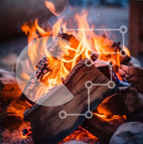 Intra Συλλεκτικό Ξύλινο Παζλ Plywood  4mm - Άνετη φωτιά με φλόγες και κορμούς Σε Ξύλινο Κουτί - Διαστάσεις Puzzle: 10x10 cm – 25 κομμάτια - Image 1