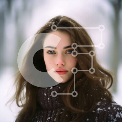 Intra Συλλεκτικό Ξύλινο Παζλ Plywood 4mm - Όμορφη εικόνα μιας νεαρής γυναίκας στο χιόνι Σε Ξύλινο Κουτί - Διαστάσεις Puzzle: 10x10 cm – 25 κομμάτια - Image 1