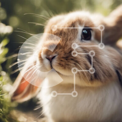 Intra Συλλεκτικό Ξύλινο Παζλ Plywood  4mm - Κοντινό πλάνο ενός περίεργου κουνελιού Σε Ξύλινο Κουτί - Διαστάσεις: 10x10 cm – 25 κομμάτια - Image 1