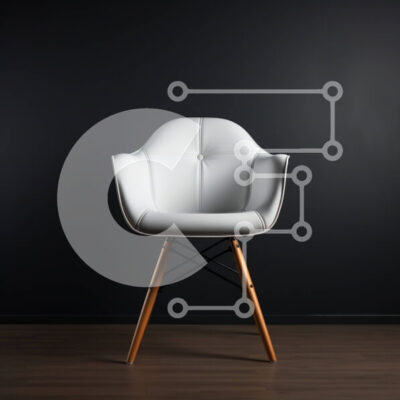 Intra Συλλεκτικό Ξύλινο Παζλ Plywood  4mm - Μοντέρνα λευκή δερμάτινη καρέκλα με ξύλινο σκελετό και πόδια Σε Ξύλινο Κουτί - Διαστάσεις Puzzle: 10x10 cm – 25 κομμάτια - Image 1