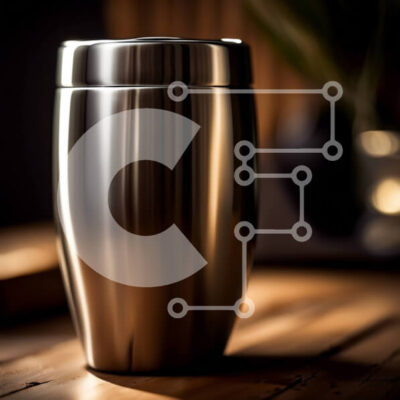 Intra Συλλεκτικό Ξύλινο Παζλ Plywood  4mm - Κομψή κούπα καφέ από ανοξείδωτο ατσάλι σε ρουστίκ ξύλινο τραπέζι Σε Ξύλινο Κουτί - Διαστάσεις: 10x10 cm – 25 κομμάτια - Image 1