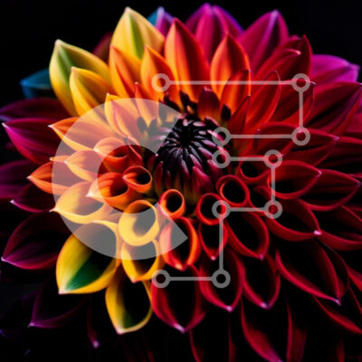 Intra Συλλεκτικό Ξύλινο Παζλ Plywood  4mm - Ζωντανή κοντινή φωτογραφία ενός πολύχρωμου λουλουδιού με κυκλική διάταξη πετάλων Σε Ξύλινο Κουτί - Διαστάσεις: 10x10 cm – 25 κομμάτια - Image 1