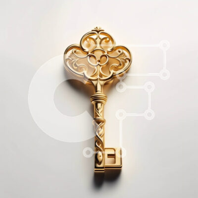 Intra Συλλεκτικό Ξύλινο Παζλ Plywood  4mm - Όμορφη εικόνα ενός χρυσού κλειδιού με περίπλοκα σκαλίσματα Σε Ξύλινο Κουτί - Διαστάσεις: 10x10 cm – 25 κομμάτια - Image 1