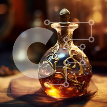 Intra Συλλεκτικό Ξύλινο Παζλ Plywood  4mm - Πολυτελές χρυσό μπουκάλι αρώματος με περίτεχνα σχέδια Σε Ξύλινο Κουτί - Διαστάσεις Puzzle: 10x10 cm – 25 κομμάτια - Image 1