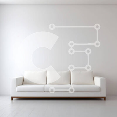 Intra Συλλεκτικό Ξύλινο Παζλ Plywood 4mm - Λευκός καναπές σε κενό δωμάτιο με ξύλινο πάτωμα Σε Ξύλινο Κουτί - Διαστάσεις Puzzle: 10x10 cm – 25 κομμάτια - Image 1