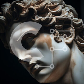 Intra Συλλεκτικό Ξύλινο Παζλ Plywood  4mm - Άγαλμα ενός σοβαρού άνδρα με σγουρά μαλλιά και γένια Σε Ξύλινο Κουτί - Διαστάσεις Puzzle: 10x10 cm – 25 κομμάτια - Image 1