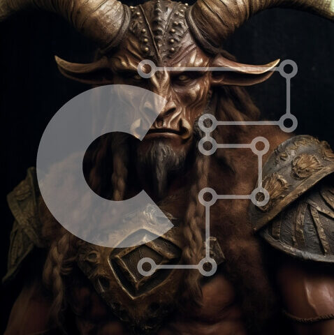 Intra Συλλεκτικό Ξύλινο Παζλ Plywood  4mm - Σοβαρός ανδρικός χαρακτήρας με κερασφόρο κράνος και πανοπλία και μεγάλο σφυρί Σε Ξύλινο Κουτί - Διαστάσεις Puzzle: 10x10 cm – 25 κομμάτια - Image 1