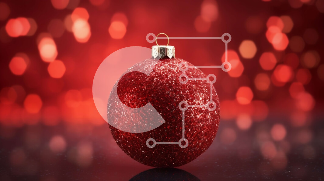 Intra Συλλεκτικό Ξύλινο Παζλ Plywood  4mm - Κόκκινη γκλίτερ μπάλα σε φωτισμένο φόντο Σε Ξύλινο Κουτί - Διαστάσεις Puzzle: 10x10 cm – 25 κομμάτια