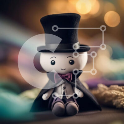 Intra Συλλεκτικό Ξύλινο Παζλ Plywood  4mm - Χαριτωμένη φωτογραφία ενός αρκουδάκι με καπέλο και παπιγιόν Σε Ξύλινο Κουτί - Διαστάσεις Puzzle: 10x10 cm – 25 κομμάτια - Image 1