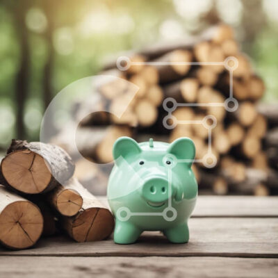 Intra Συλλεκτικό Ξύλινο Παζλ Plywood  4mm - Πράσινος κουμπαράς σε ξύλινο τραπέζι με καυσόξυλα Σε Ξύλινο Κουτί - Διαστάσεις: 10x10 cm – 25 κομμάτια - Image 1