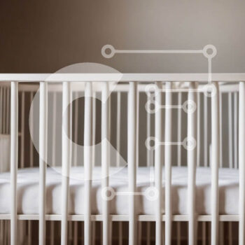 Intra Συλλεκτικό Ξύλινο Παζλ Plywood  4mm - Λευκή βρεφική κούνια με κουβούκλιο σε ανοιχτό καφέ δωμάτιο Σε Ξύλινο Κουτί - Διαστάσεις Puzzle: 10x10 cm – 25 κομμάτια - Image 1